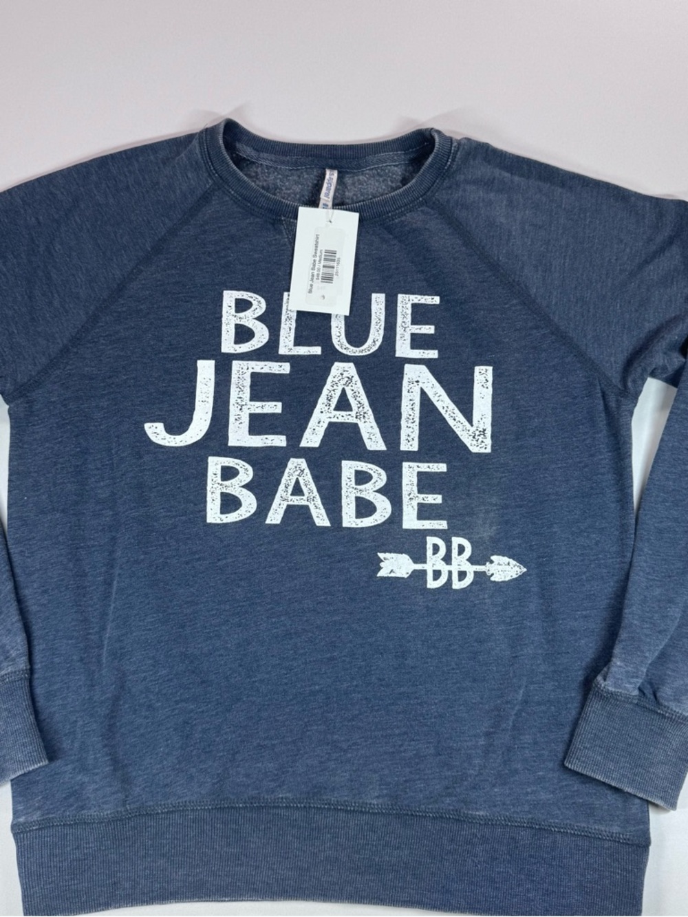 U.S. Apparel Womens Lightweight Crew Neck Sweatshirt, Blue Jean Babe, M